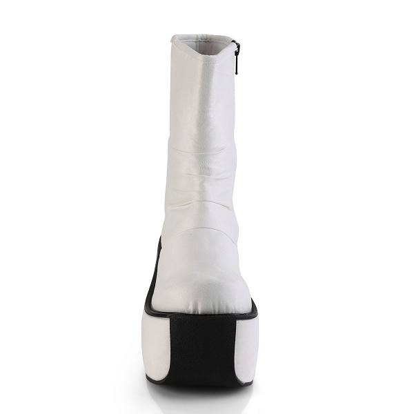 Demonia Women's Violet-100 Platform Ankle Boots - White Faux Suede D1234-50US Clearance